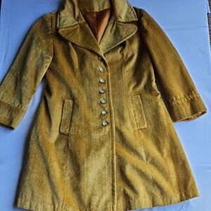 Vintage Marigold Textured Pea Coat Unique